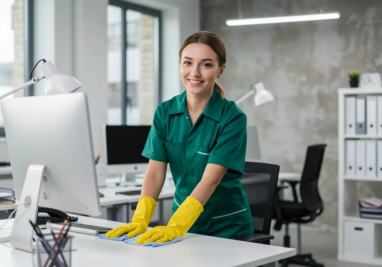 Poetsdienst Zaventem — schoonmaakster maakt kantoor schoon voor Nobel Wash