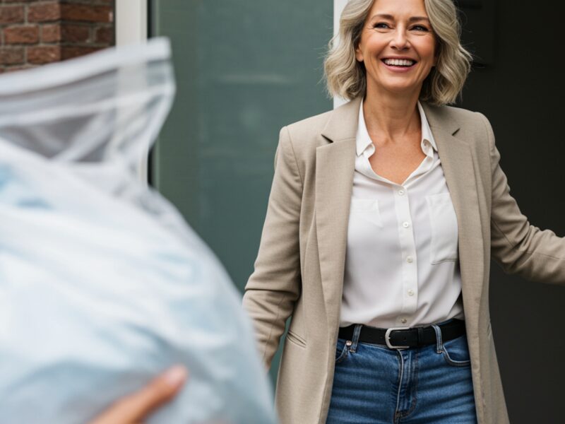 Gewassen kleding netjes gevouwen en geleverd